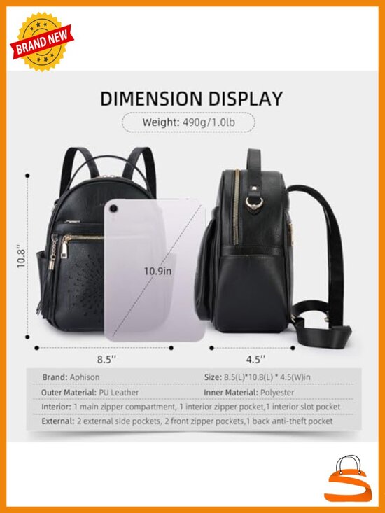 Mini PU Leather Backpack Purse Convertible Casual Travel Daypack main image 4